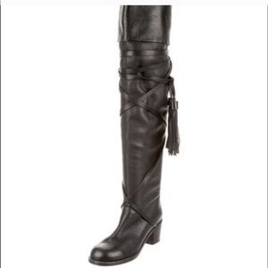 See By Chloe Over the Knee Lace up Leather Boots
